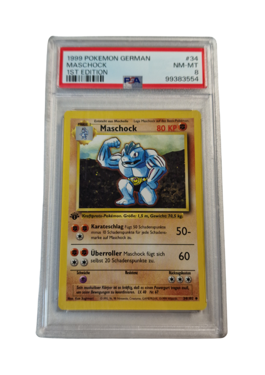Pokémon - Maschock - Base Set - 1st Edition - PSA 8